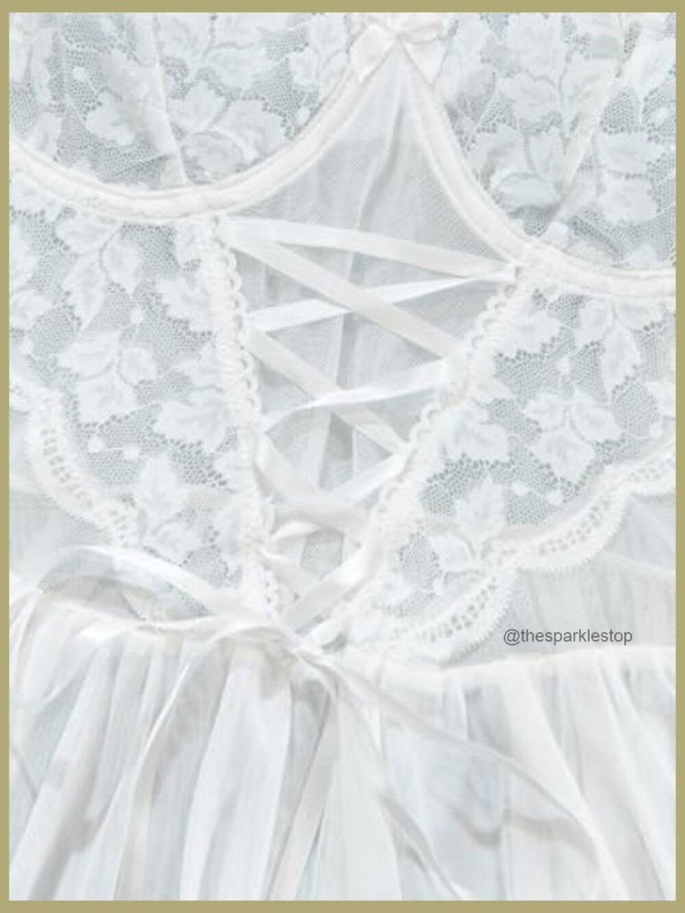 Mesh Lace Babydoll Lingerie Dress Set with Garter Belt and Thong - Picture 4 of 7